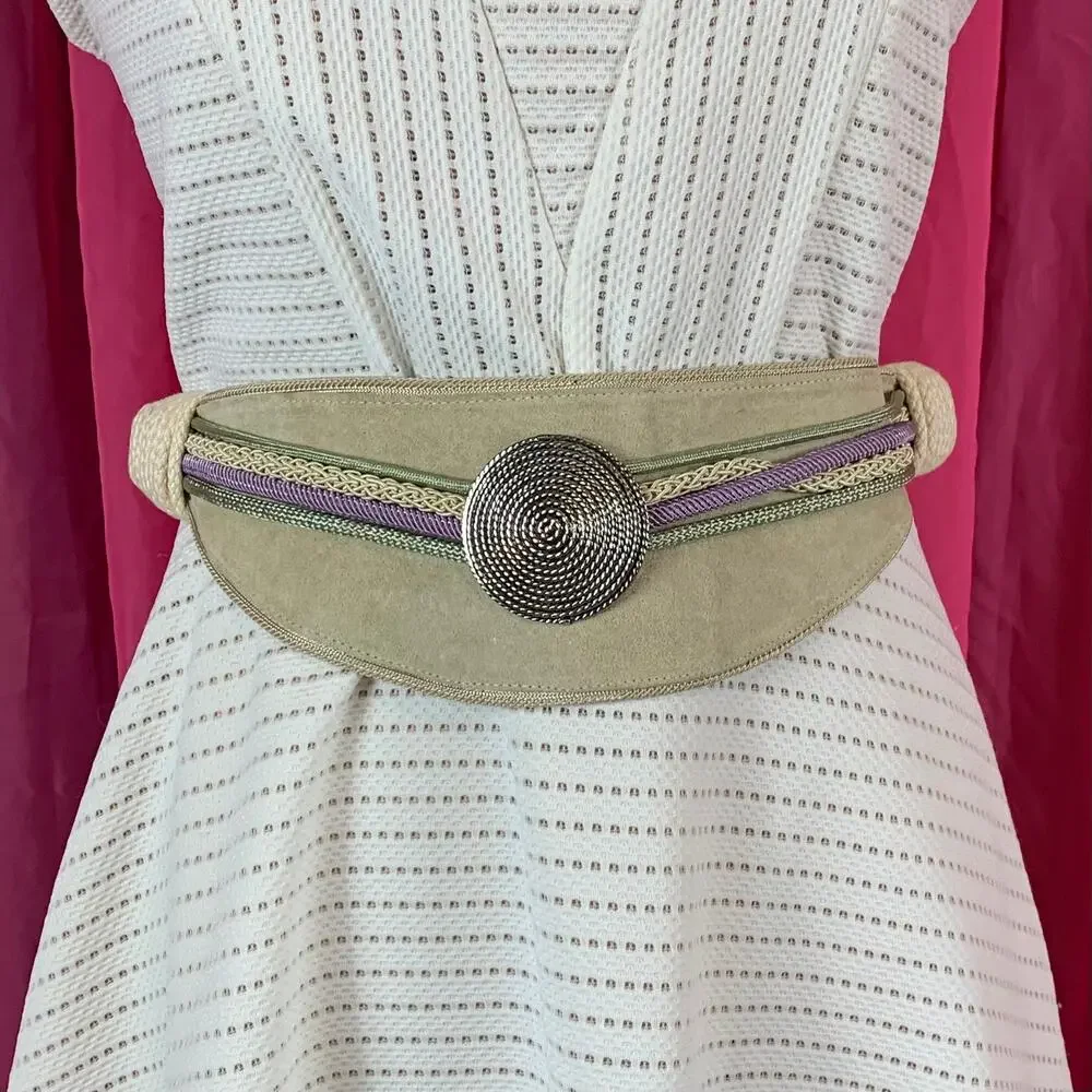Vintage ione‎ for coastlines suede and rope hook belt, med
